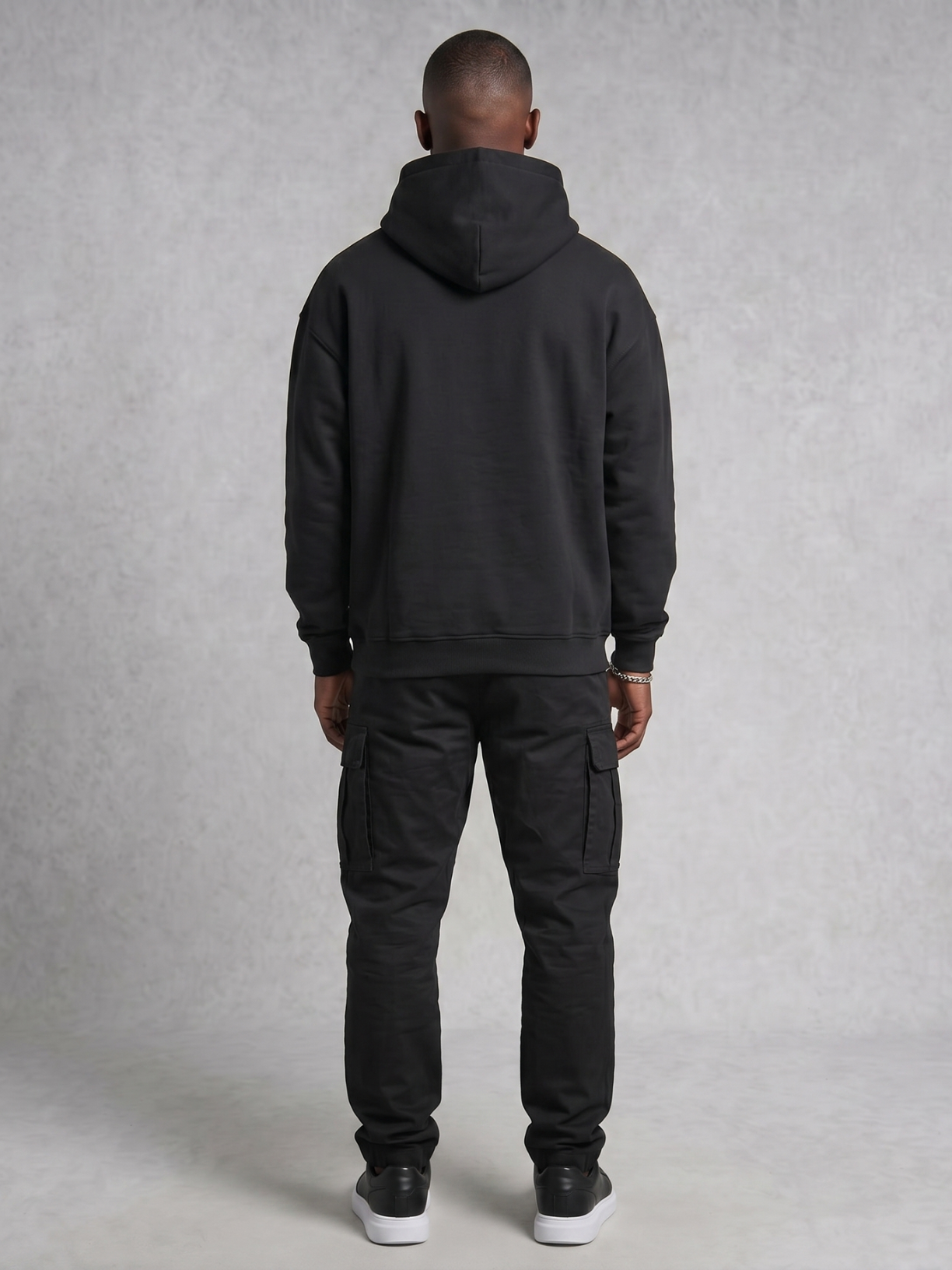 Club Collegiate Oversized Heavyweight Hoodie - Black/Off-White