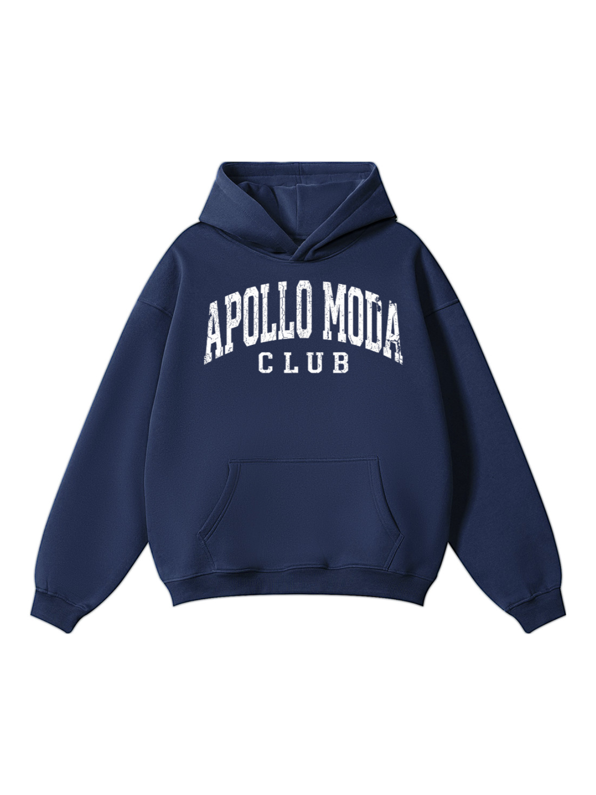 Oversized Collegiate Heavyweight Hoodie in Navy Blue and Off-White