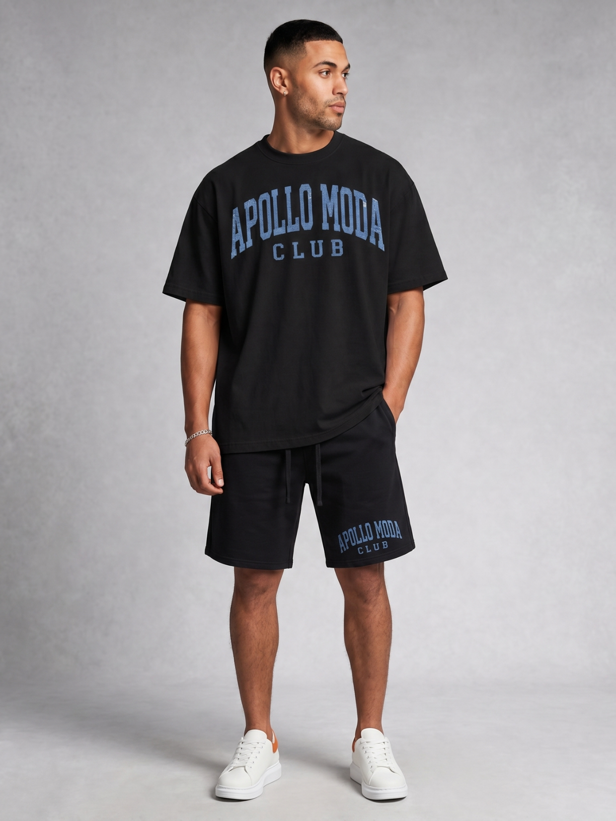 Club Oversized Collegiate Graphic Tee - Black & Blue