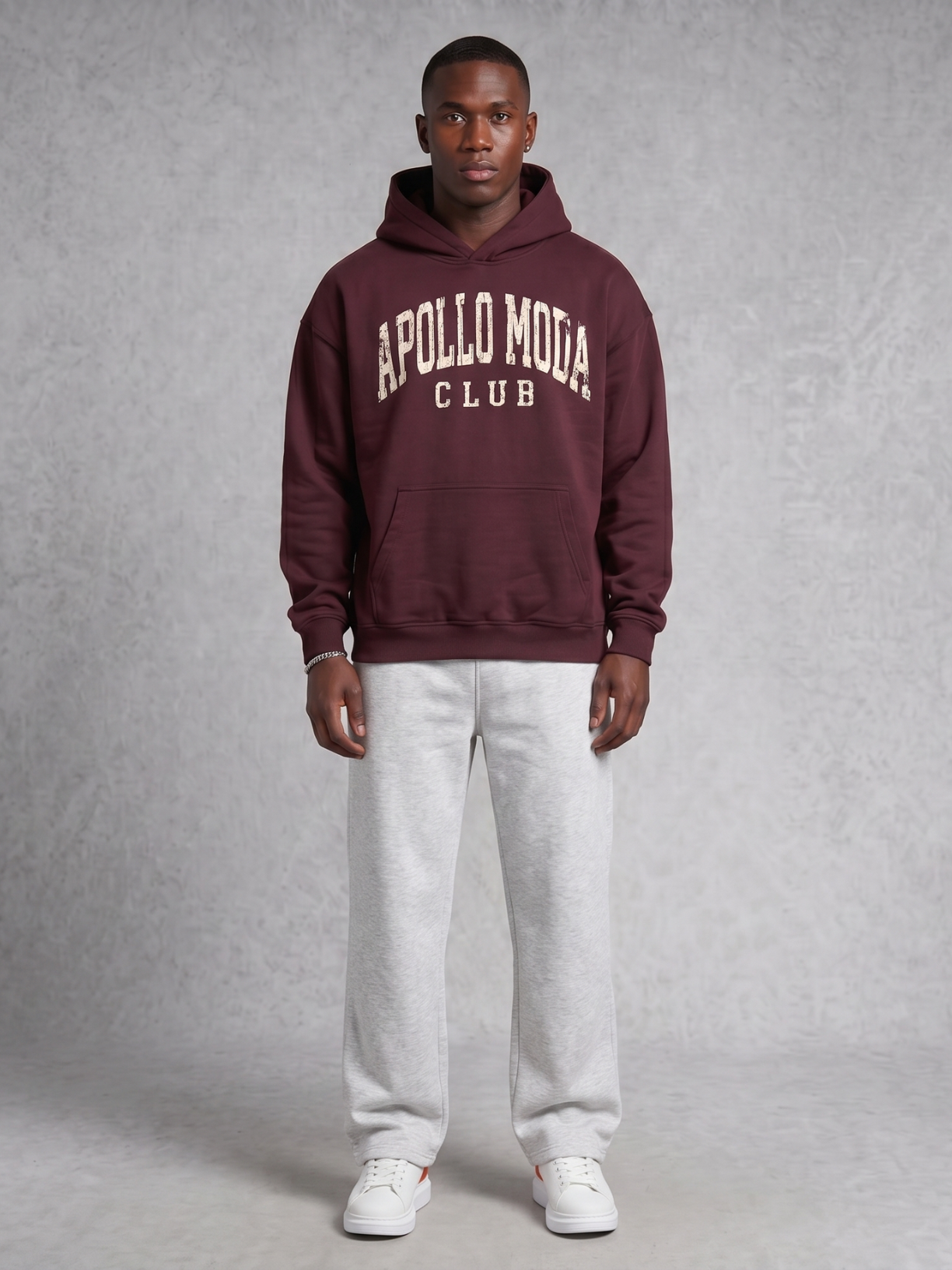 Collegiate Oversized Heavyweight Hoodie in Maroon