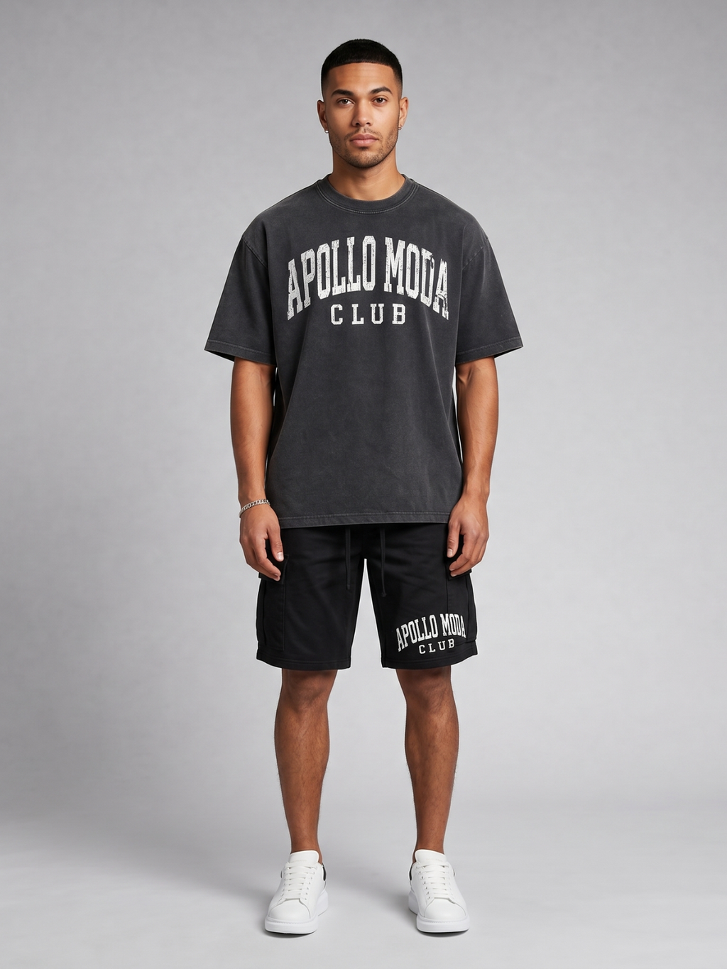 Club Washed Gradient Oversized Tee - Charcoal & Off-White