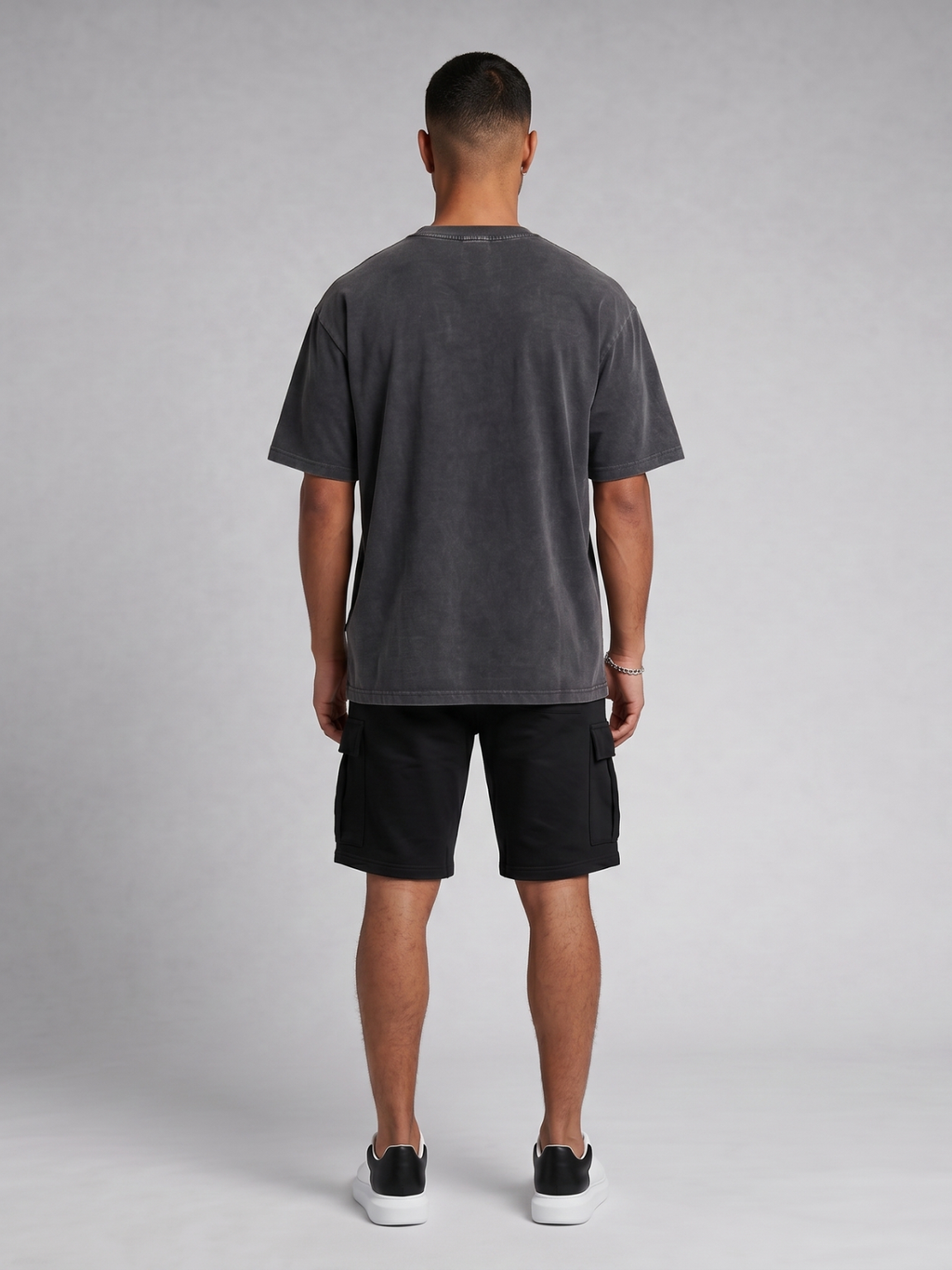 Club Washed Gradient Oversized Tee - Charcoal & Off-White