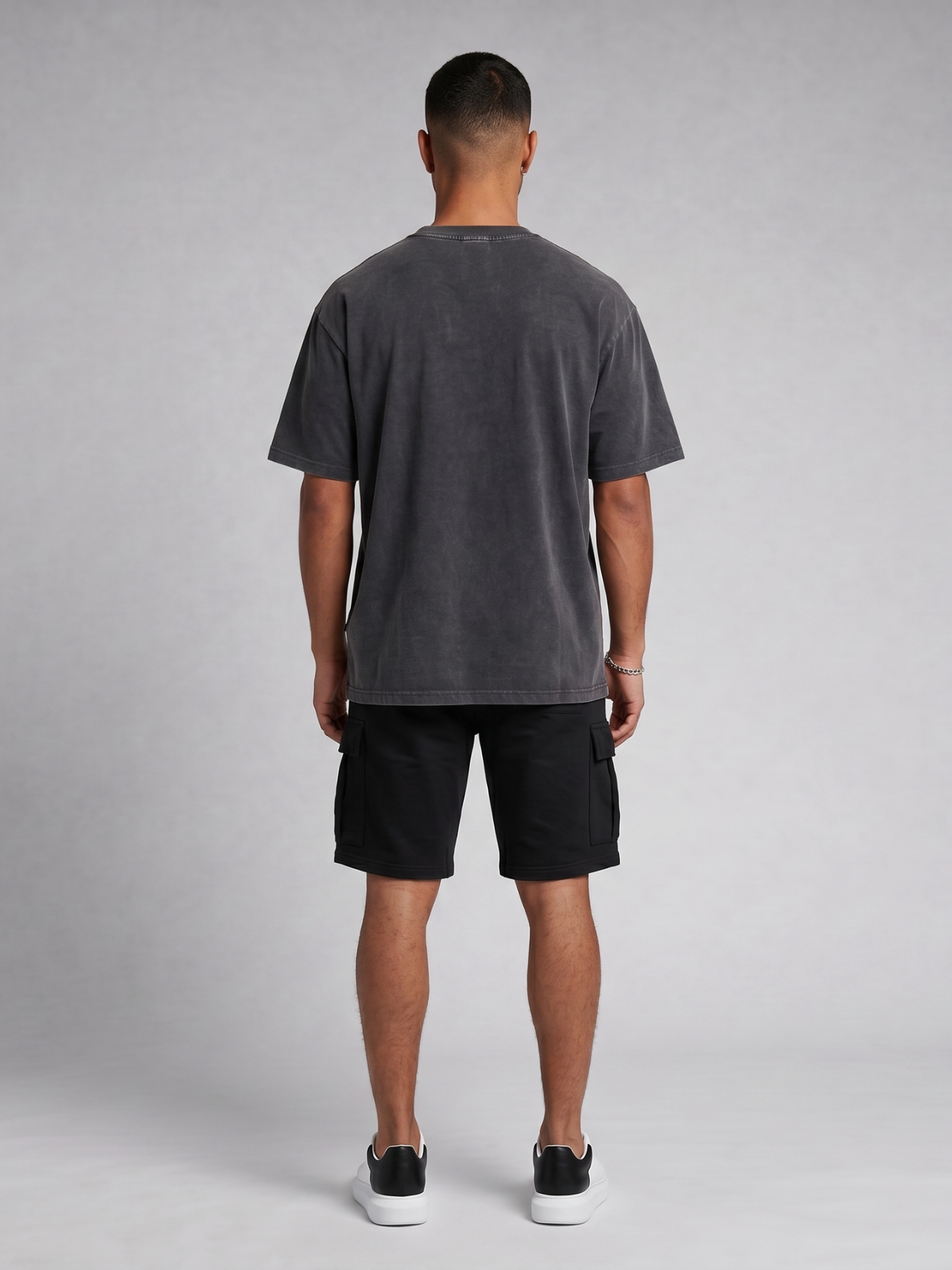 Club Washed Gradient Oversized Tee - Charcoal & Off-White