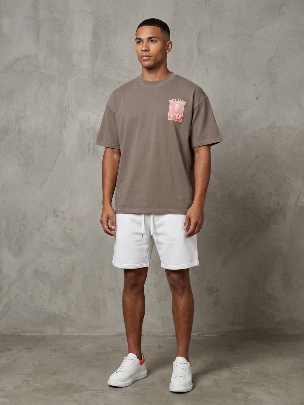 Bellini Oversized Heavyweight Graphic Tee in Taupe