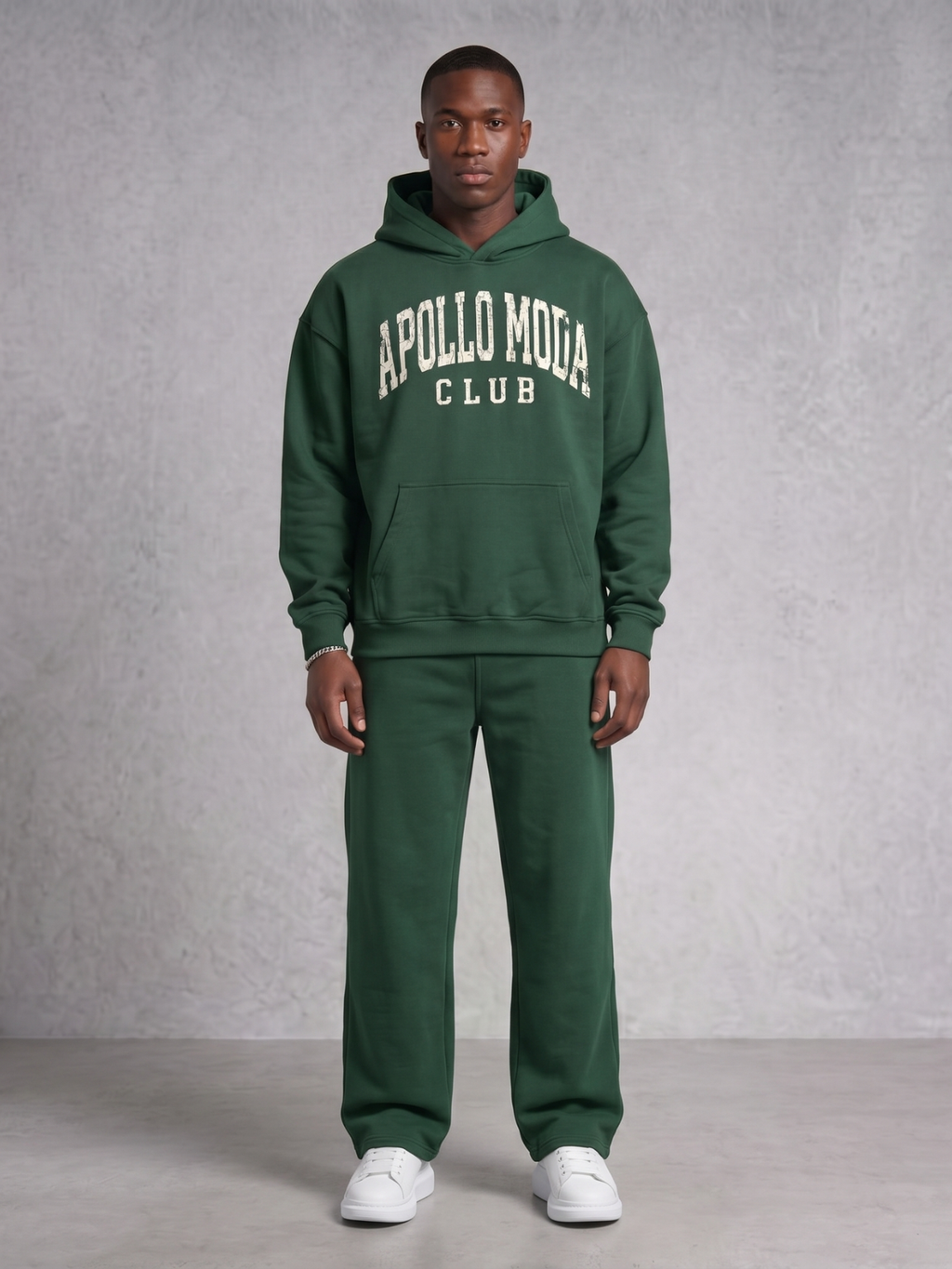 Collegiate Oversized Heavyweight Hoodie in Dark Green