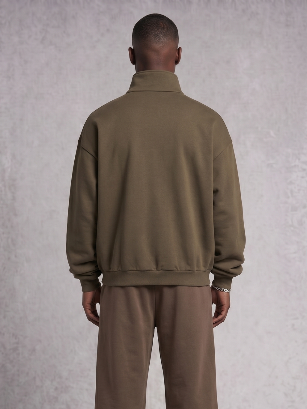 Collegiate Oversized Full-Zip Sweatshirt in Olive Green
