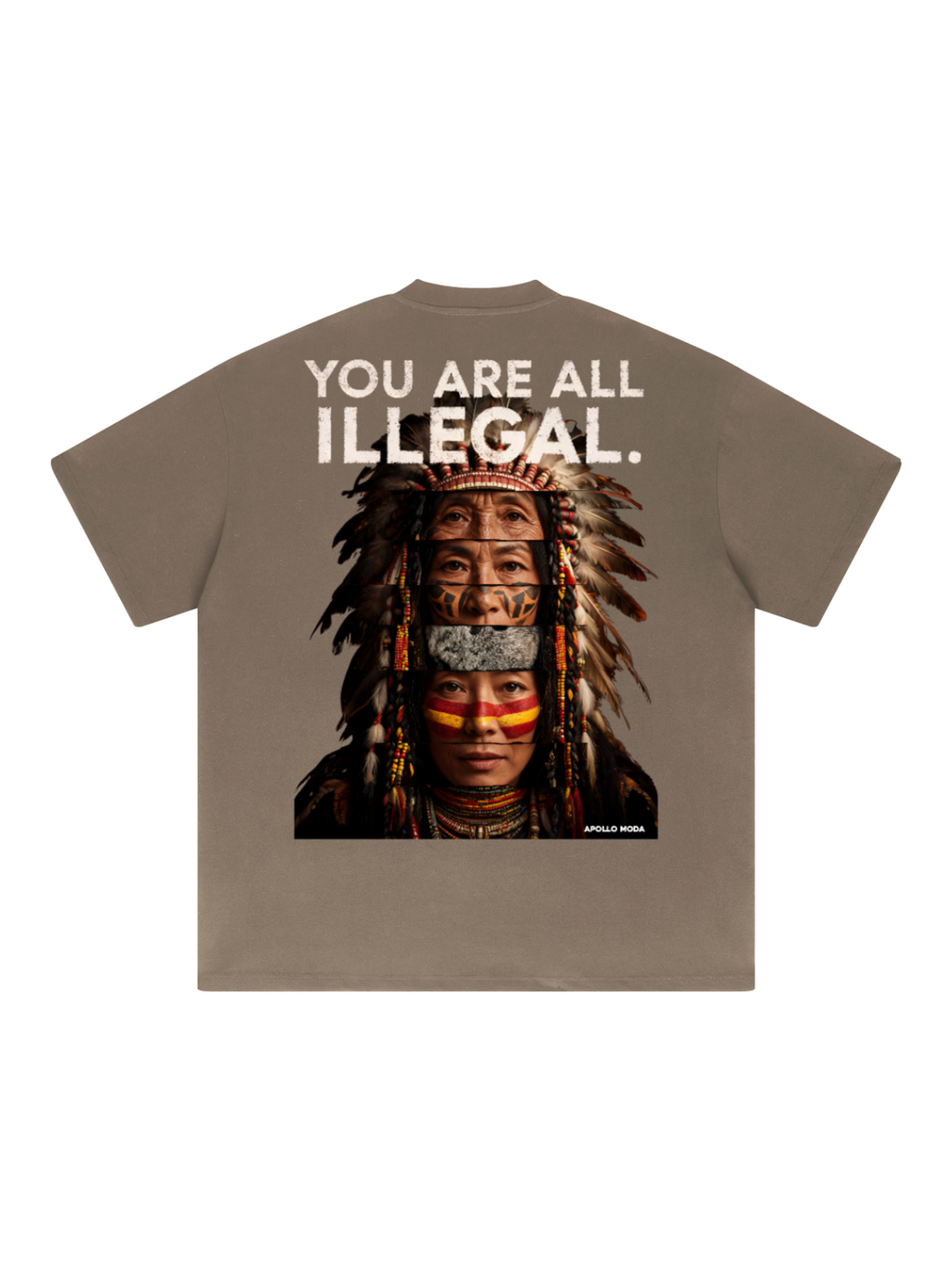 You Are All Illegal Oversized Heavyweight Graphic Tee in Taupe