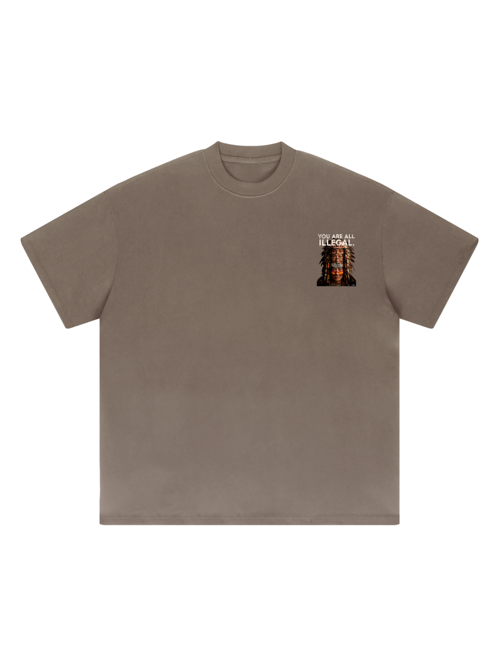 You Are All Illegal Oversized Heavyweight Graphic Tee in Taupe