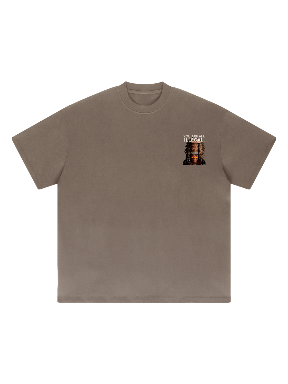 You Are All Illegal Oversized Heavyweight Graphic Tee in Taupe