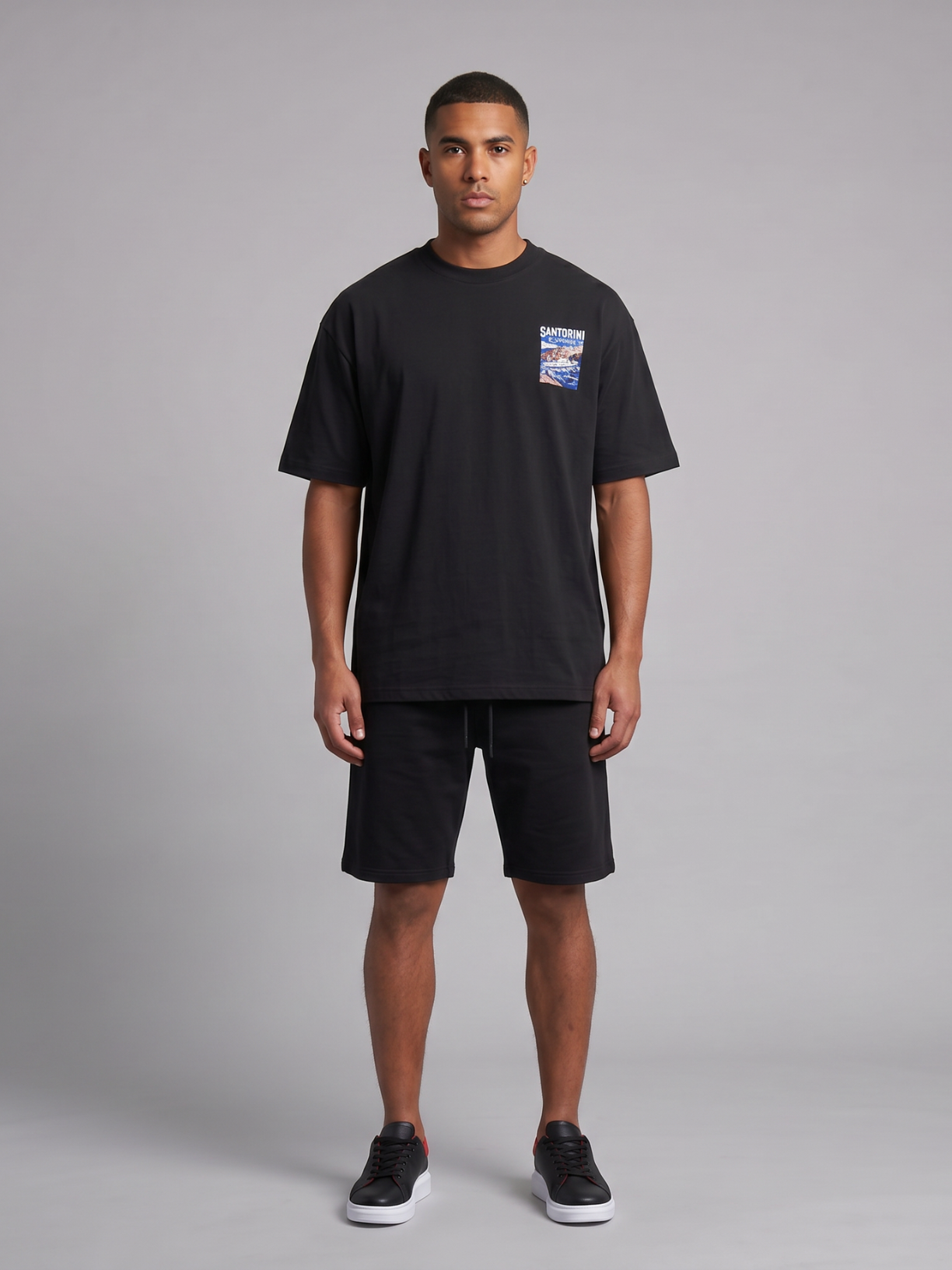 Santorini Express Oversized Graphic Tee in Black