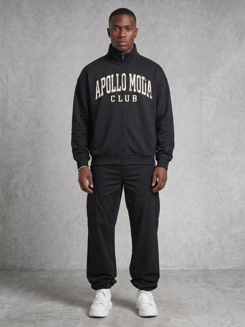 Club Collegiate Oversized Full-Zip Sweatshirt - Black
