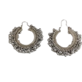 Traditional oxidised Afghani style hoop earrings with ghungroo detail for women
