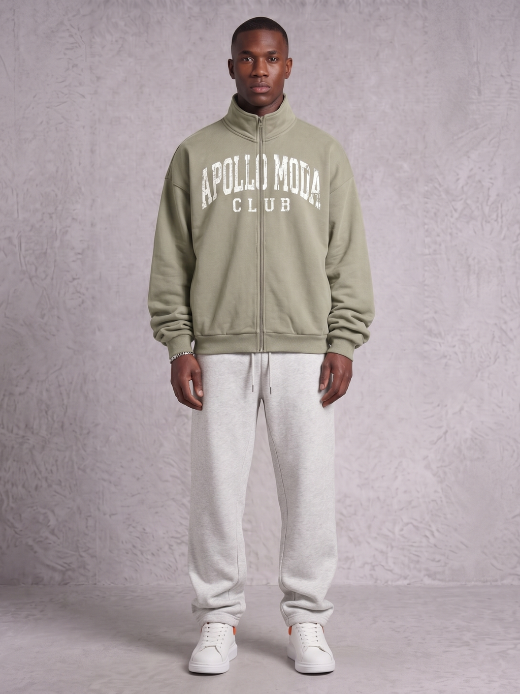 Club Collegiate Oversized Full-Zip Sweatshirt in Sage Green