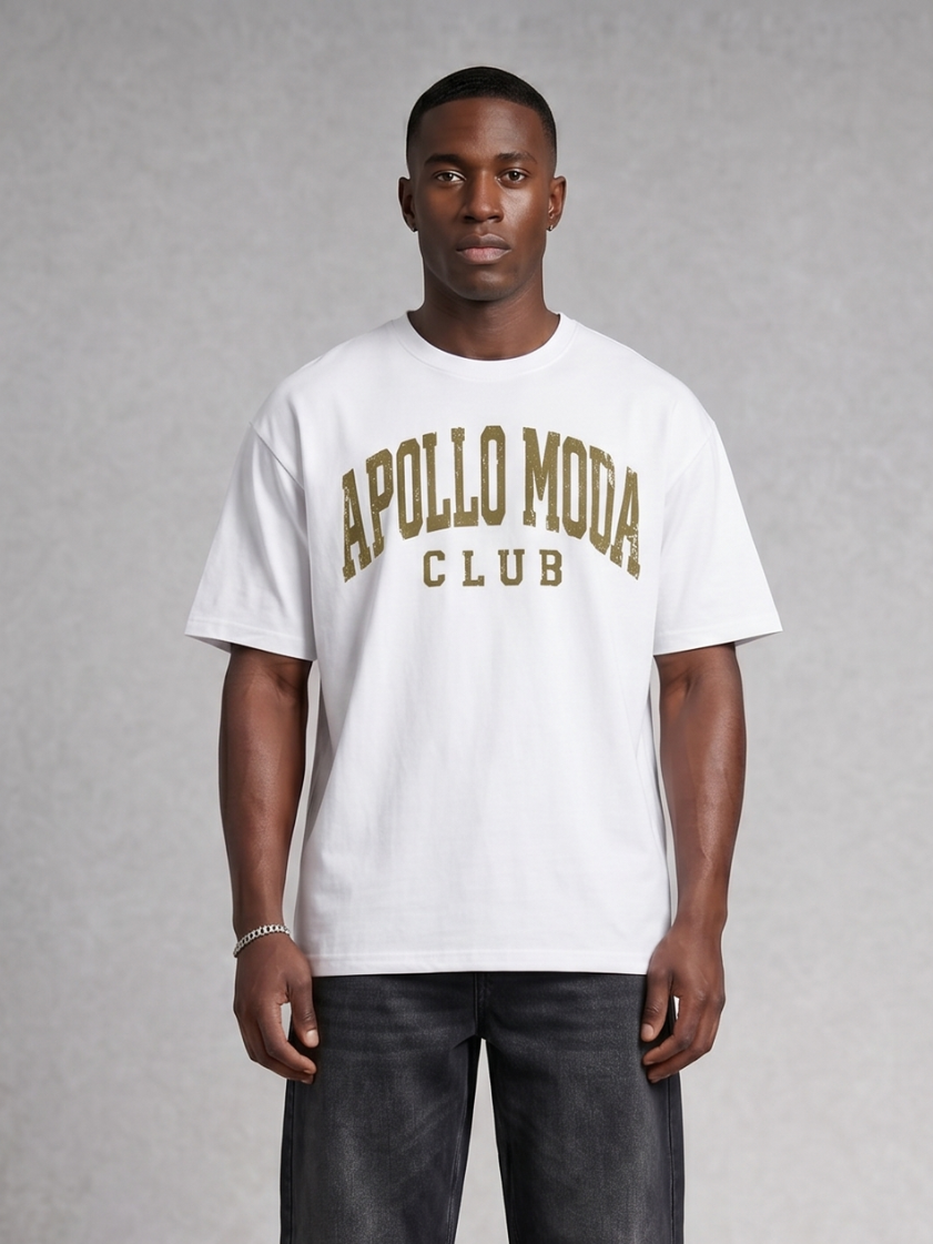 Collegiate Oversized Graphic Tee in Metallic Gold