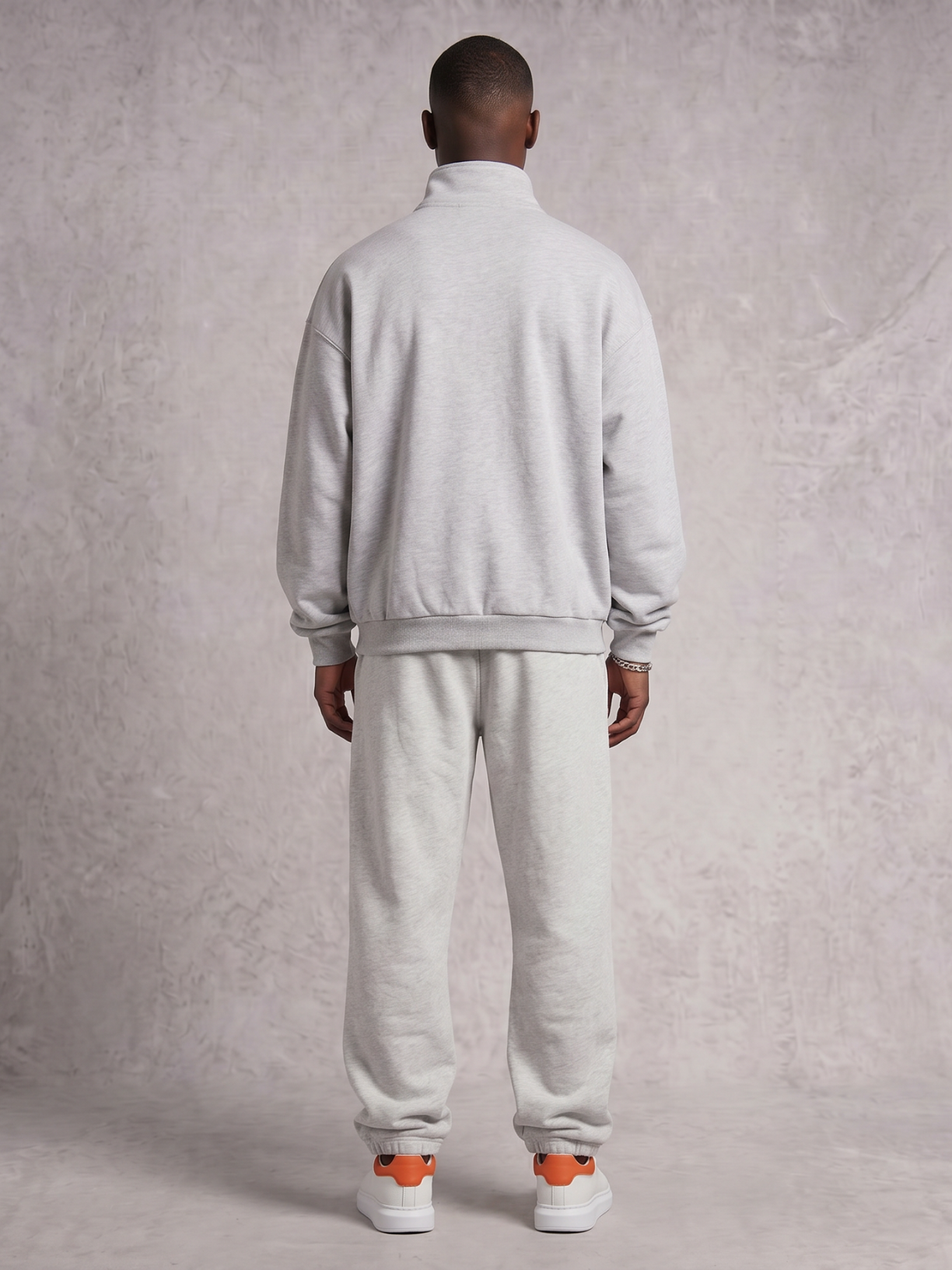 Oversized Collegiate Full-Zip Sweatshirt with Stand Collar