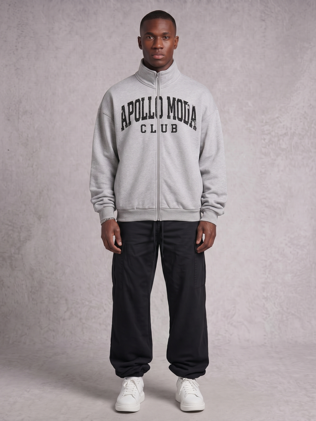 Club Collegiate Oversized Full-Zip Sweatshirt in Grey