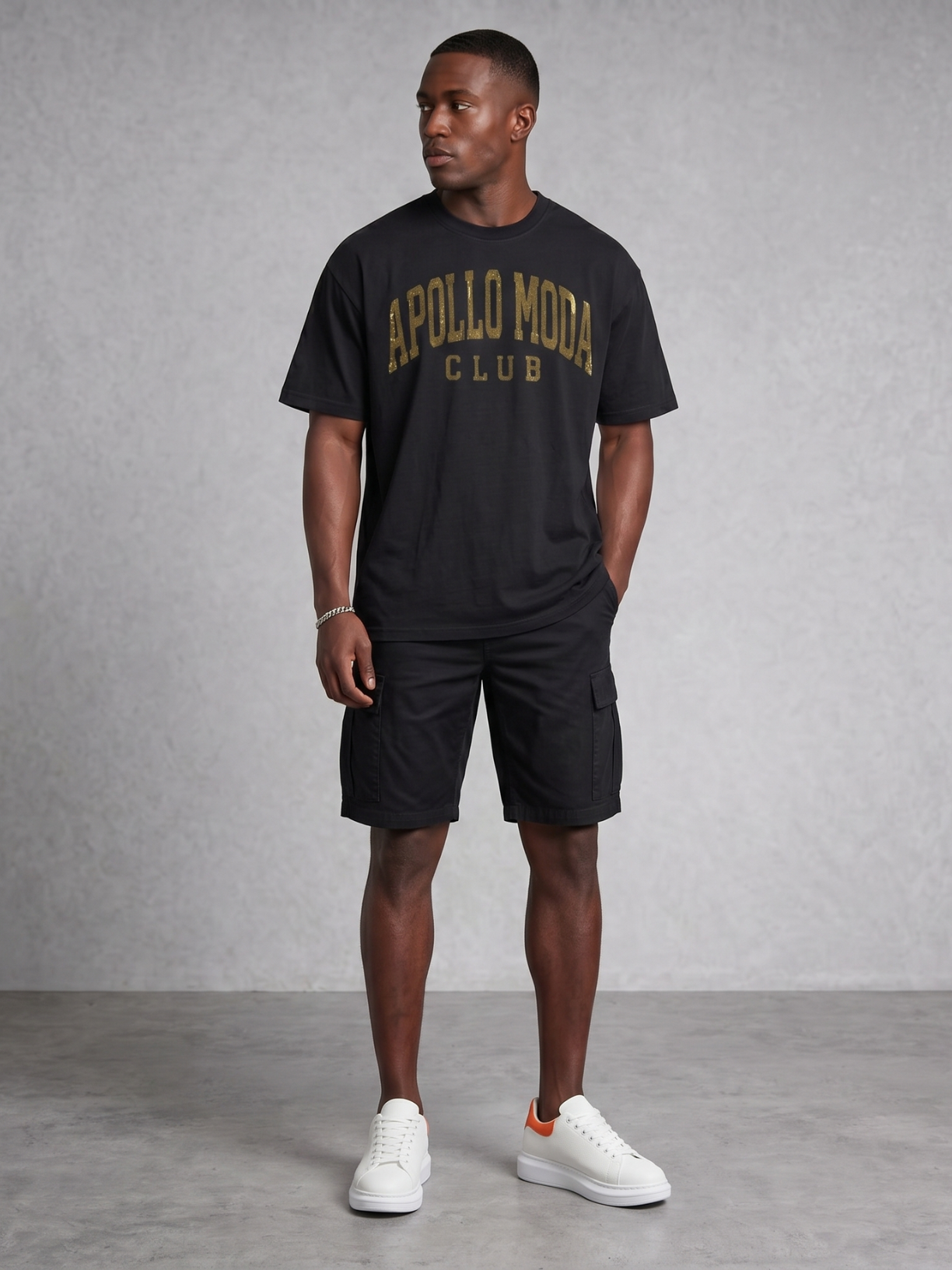 Collegiate Oversized Graphic Tee in Metallic Gold
