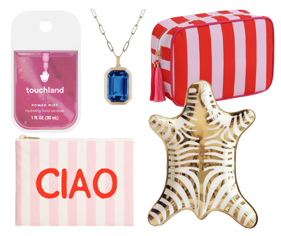 Cabana Stripe Pouch in Pink & White
