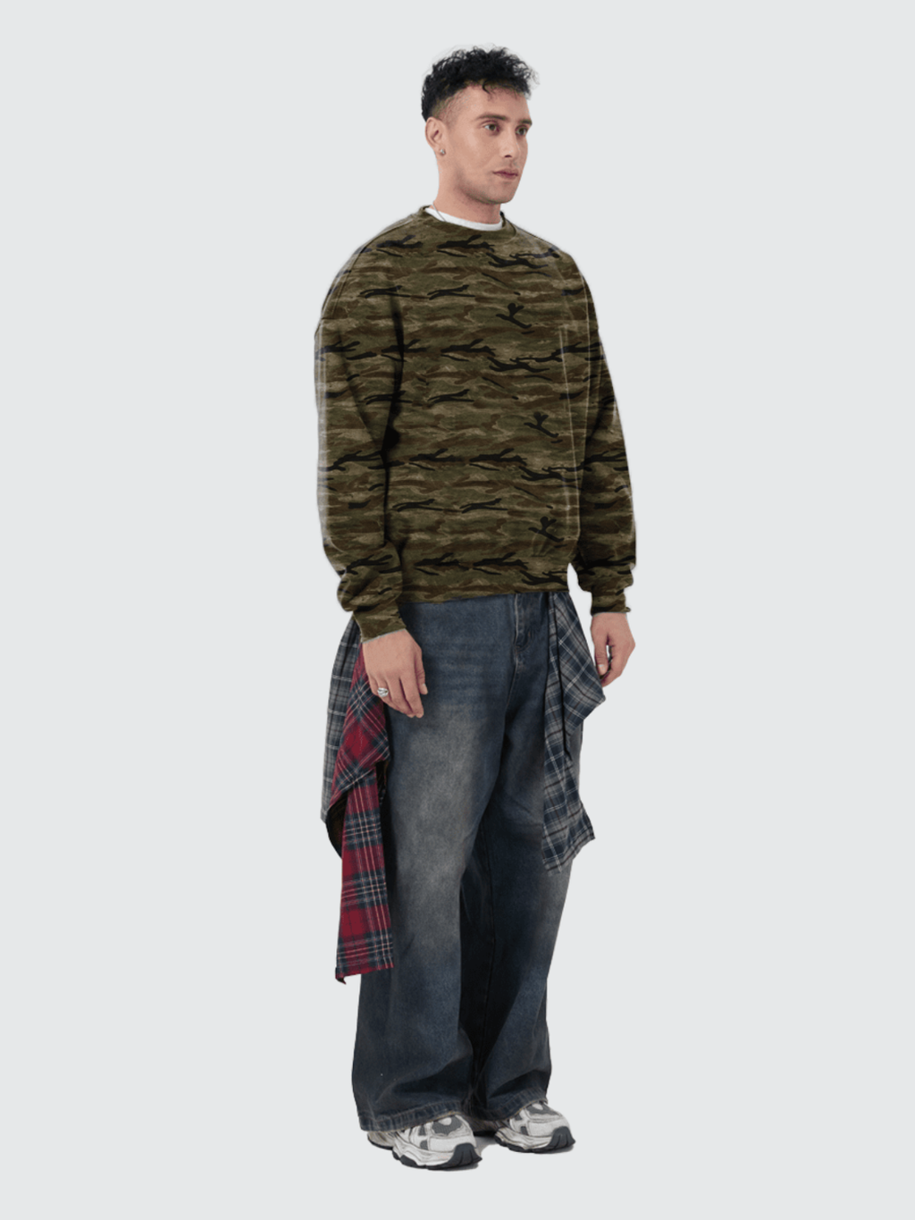 Camo Oversized Heavyweight Crewneck Sweatshirt Unisex Streetwear