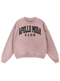 Oversized Collegiate Crewneck Sweatshirt in Dusty Rose and Black