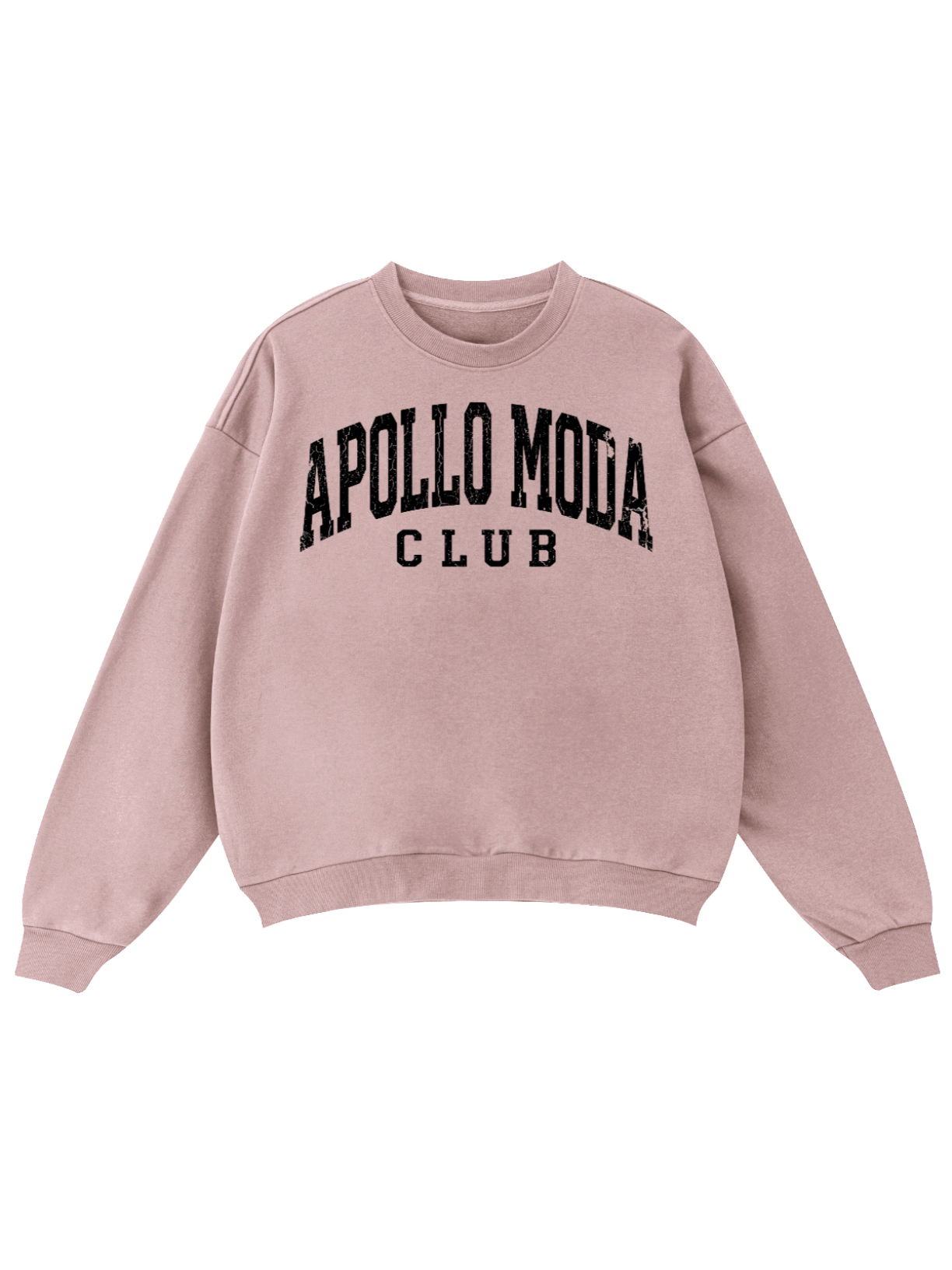 Oversized Collegiate Crewneck Sweatshirt in Dusty Rose and Black