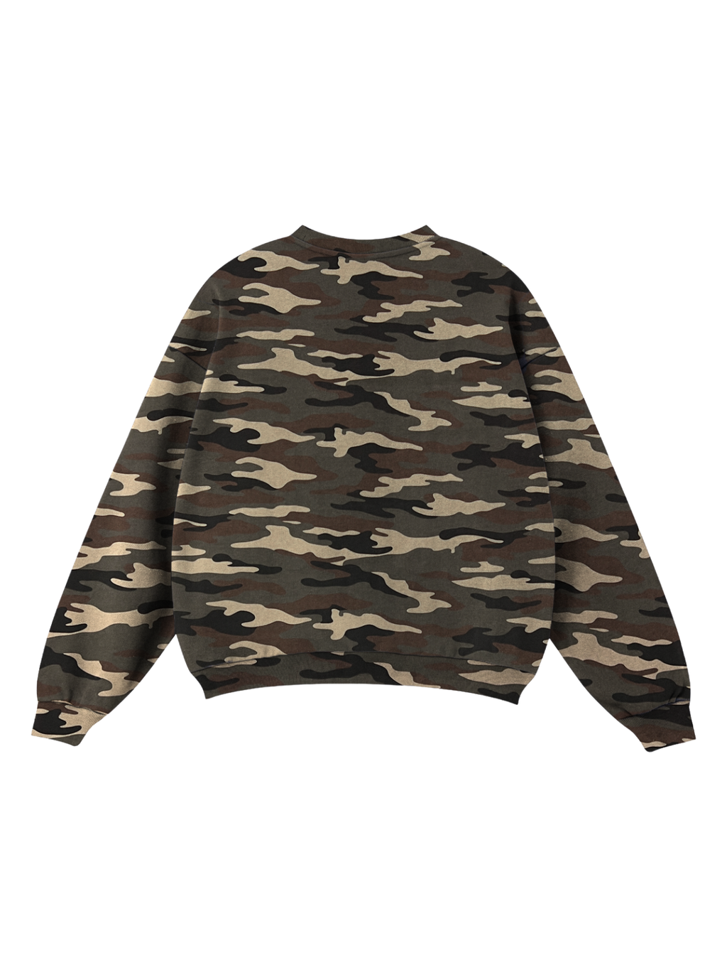Camo Print Oversized Crewneck Sweatshirt in Olive Green
