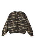 Camo Print Oversized Crewneck Sweatshirt in Olive Green