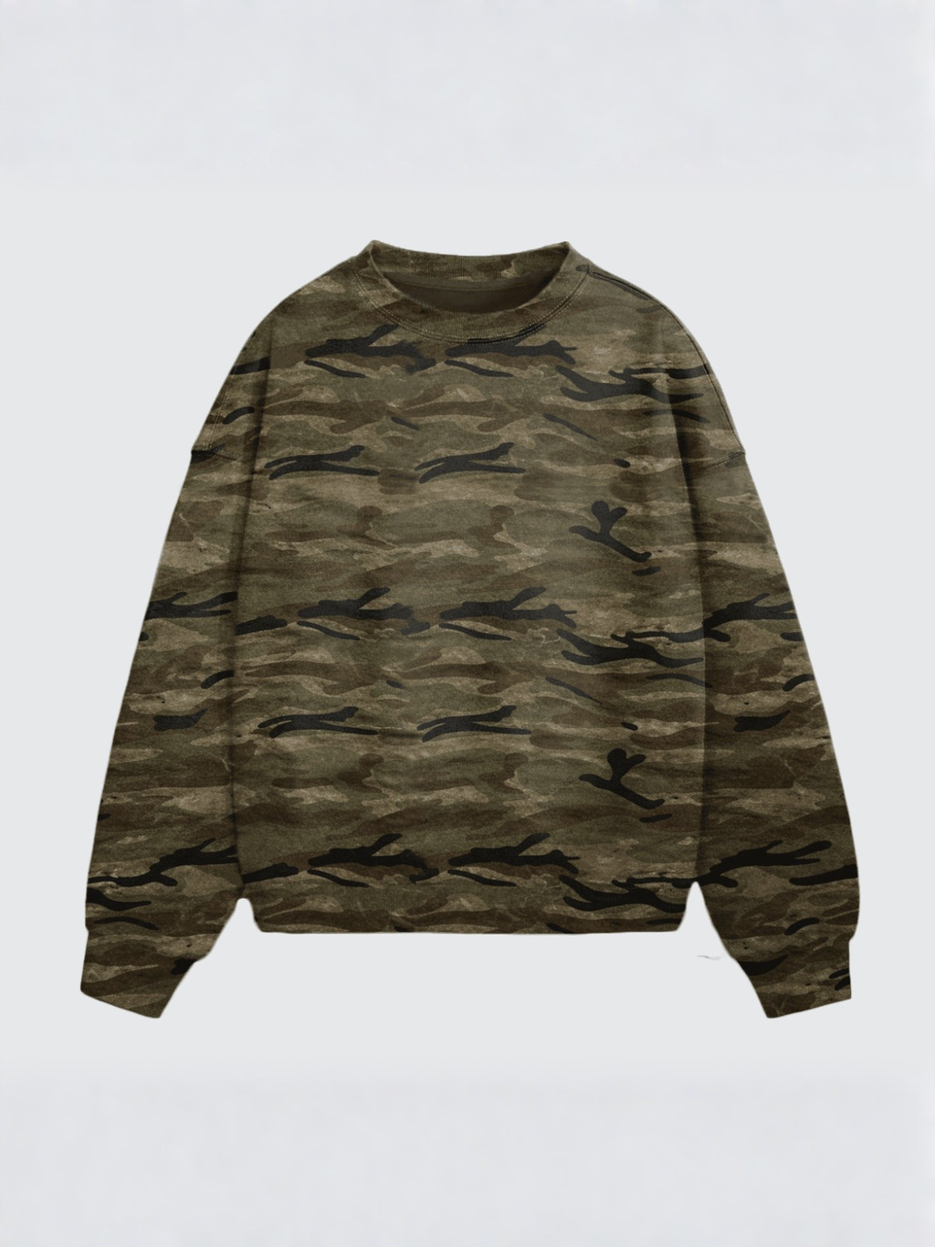 Camo Oversized Heavyweight Crewneck Sweatshirt Unisex Streetwear