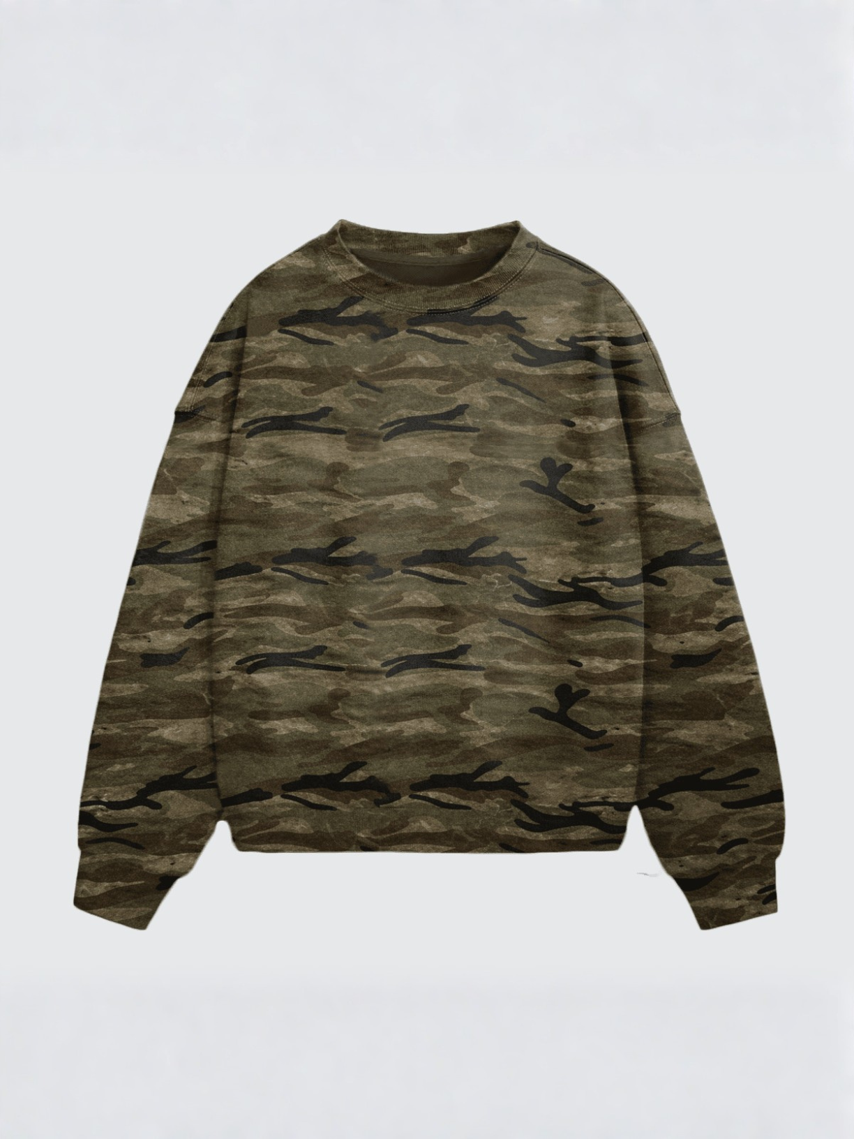 Camo Oversized Heavyweight Crewneck Sweatshirt Unisex Streetwear