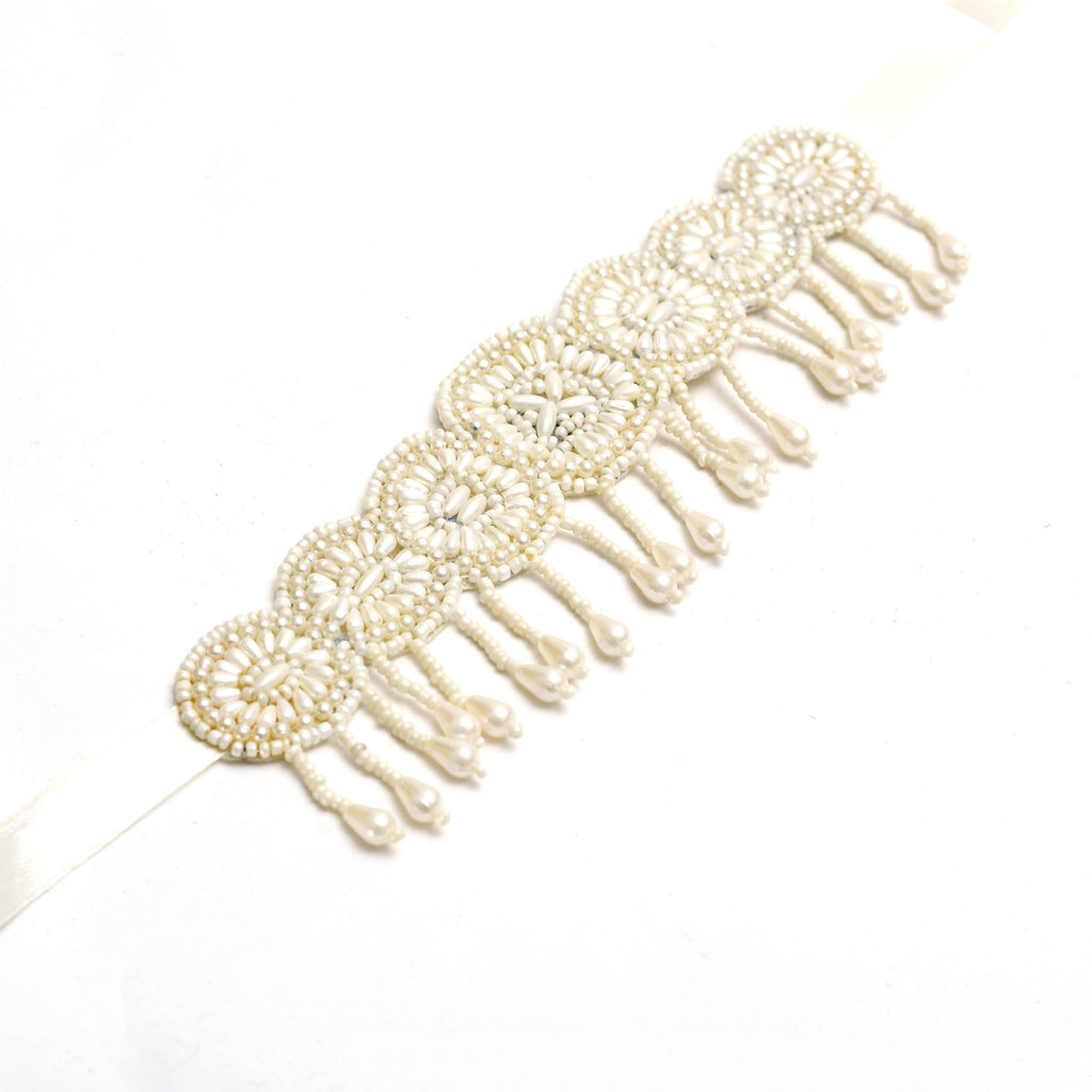 Johar Kamal Handicraft Off White Pearl Choker Necklace Set