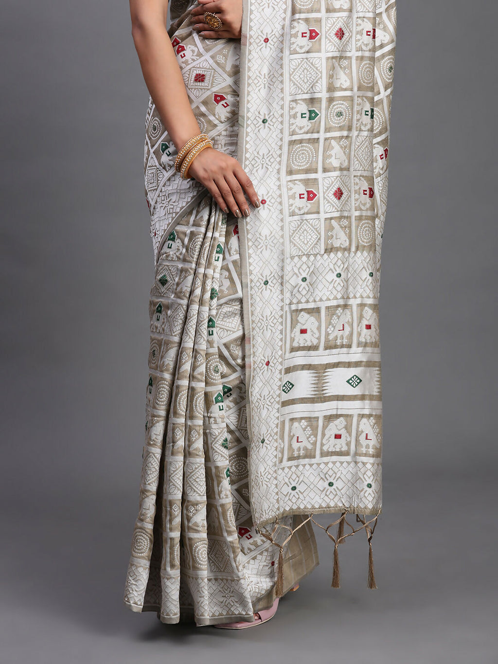 Shree Shyam Fashion Linen Cotton Beige Saree