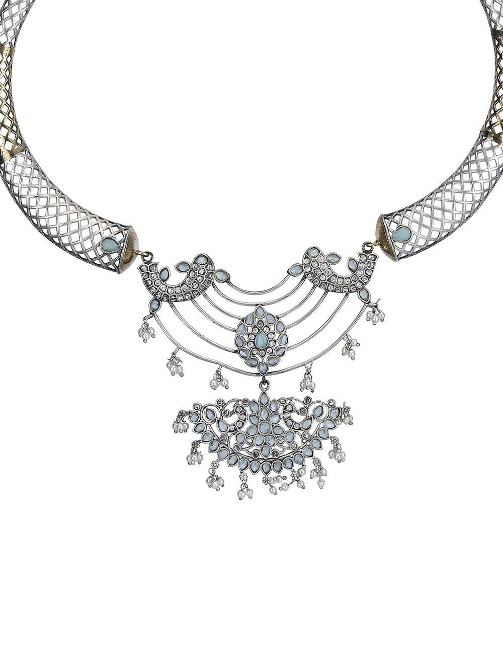 Handcrafted Dual Tone Bohemian Necklace and Earring Set