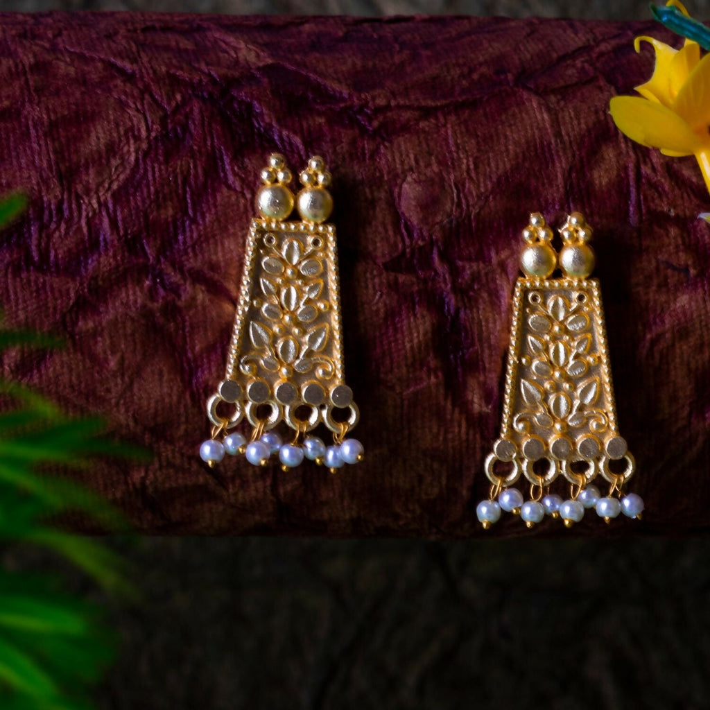 Joban Fashion Women Matte Gold Brass Earrings