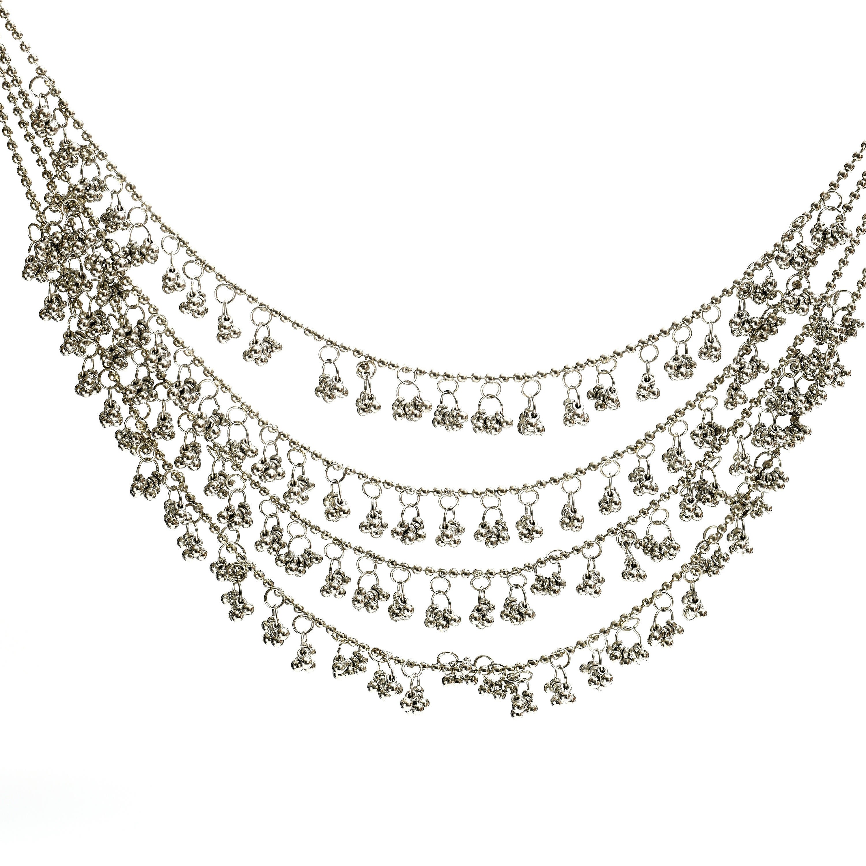 Oxidised Silver-Plated Brass Ghungroo Long Necklace with Earrings