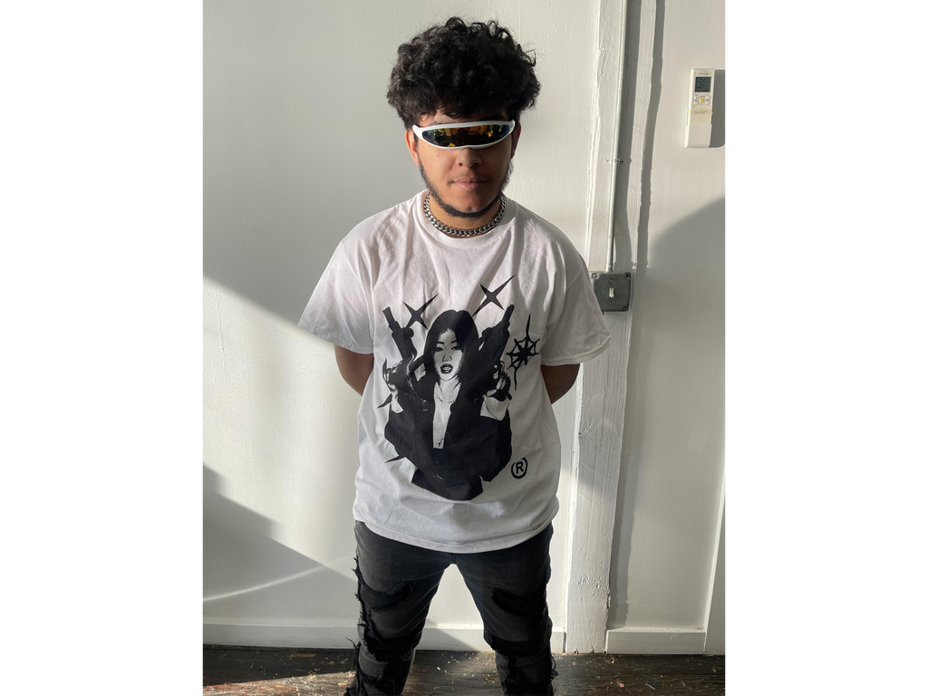 Twin Uzi Graphic Streetwear T-Shirt in Washed Black Cotton - Image 6