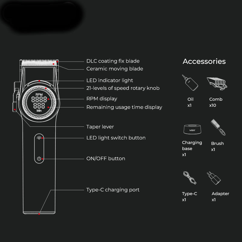 VGR BLDC MOTOR CLIPPER - RED (#V-001)
