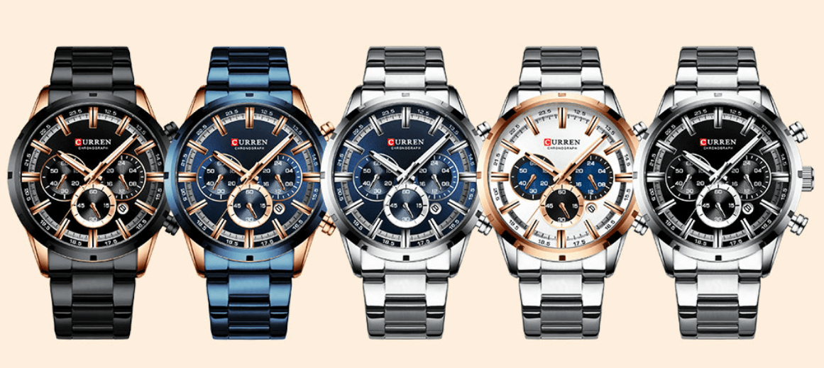CURREN Men's Waterproof Sport Chronograph Watch with Date Display
