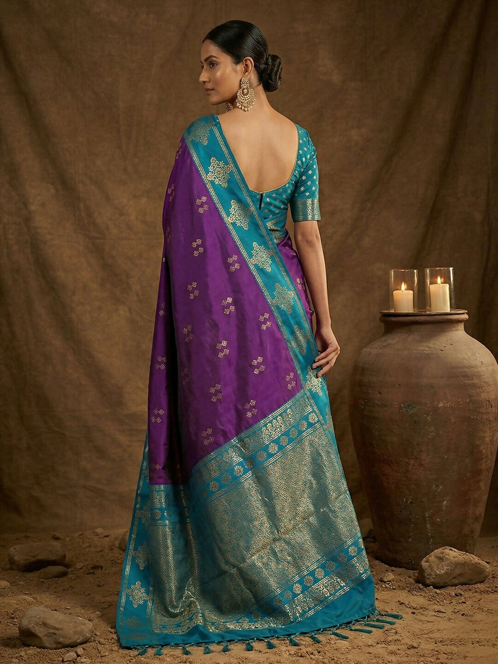 Violet Soft Silk Saree with Matching Blouse Piece
