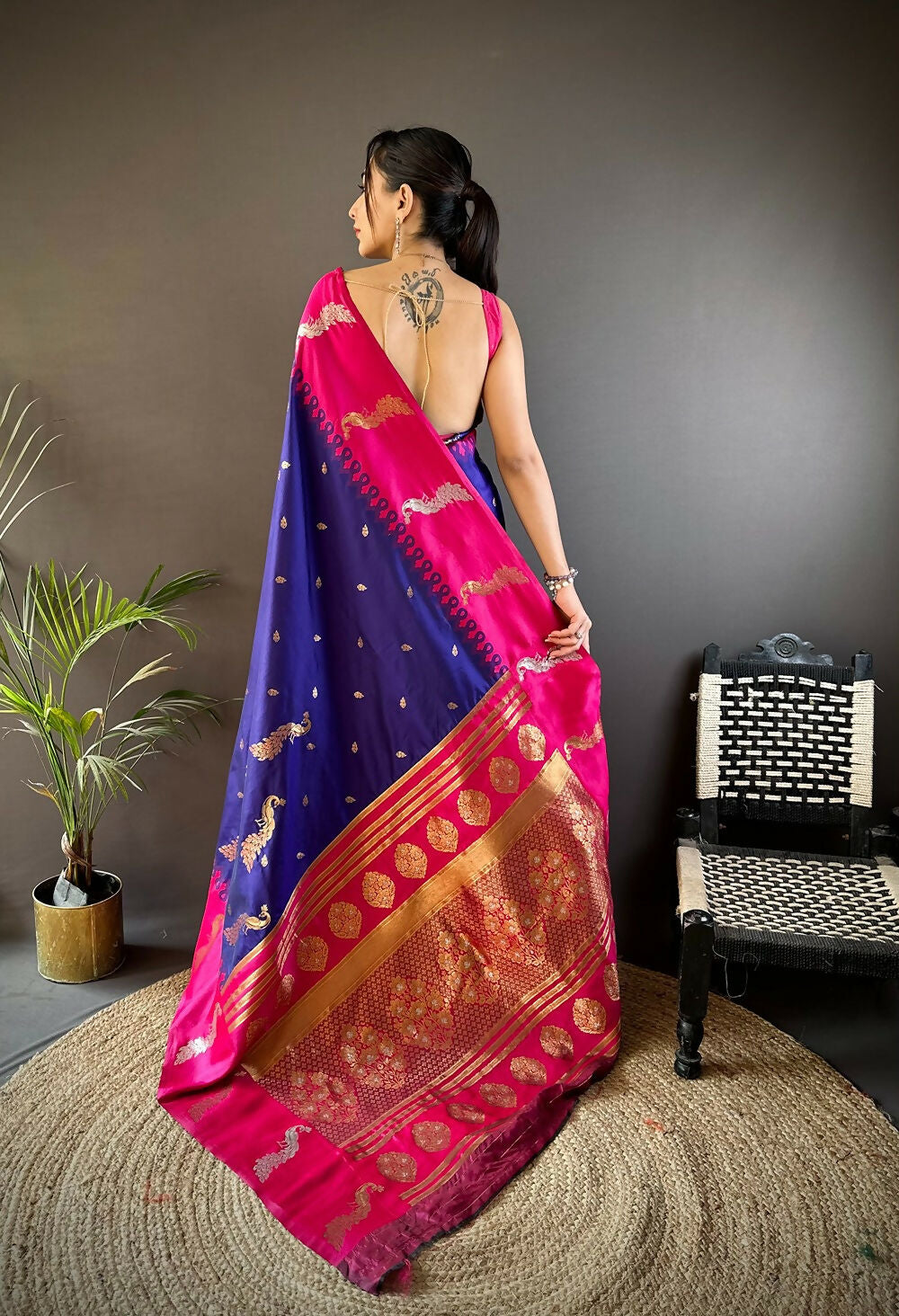 Joban Fashion Pink Peacock,Butti Banarasi Silk Sarees