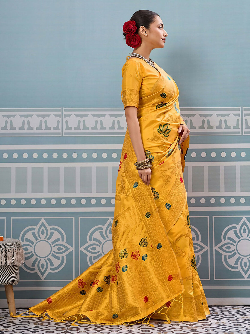 Shree Shyam Fashion Yellow Silk Saree