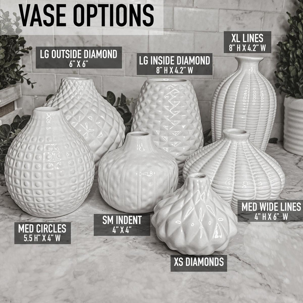 Whitney White Ceramic Textured Vases Artisan Collection - Image 5