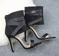 Open Toe Woven Buckle Stiletto Heels