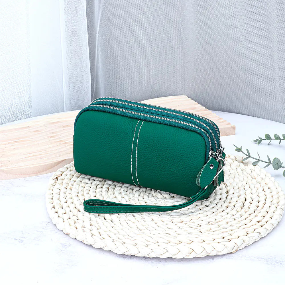 Genuine Leather Large Capacity Zipper Wallet for Women