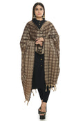 Coffee color handloom cotton dupatta displayed against a neutral background