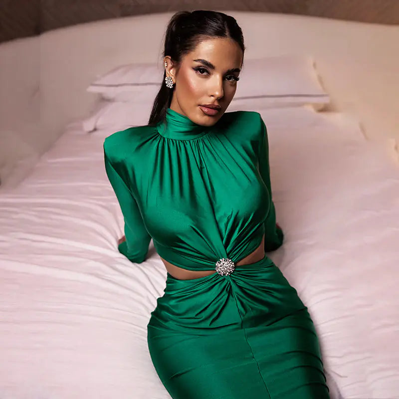 Fashionable Women's Half Turtleneck Long Sleeve Dress