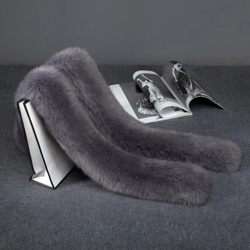 Faux Fur Long Scarf, Warm Fur Collar and Shawl