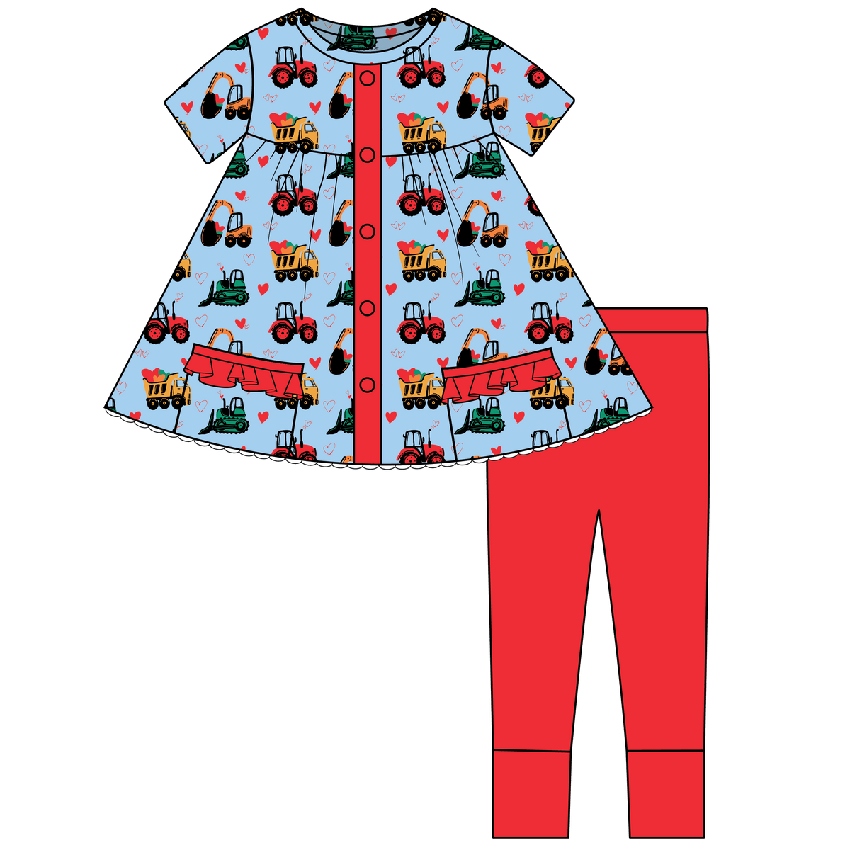 Valentine Diggers Bamboo Short Sleeve Tunic + Legging Set (Pre-Order)