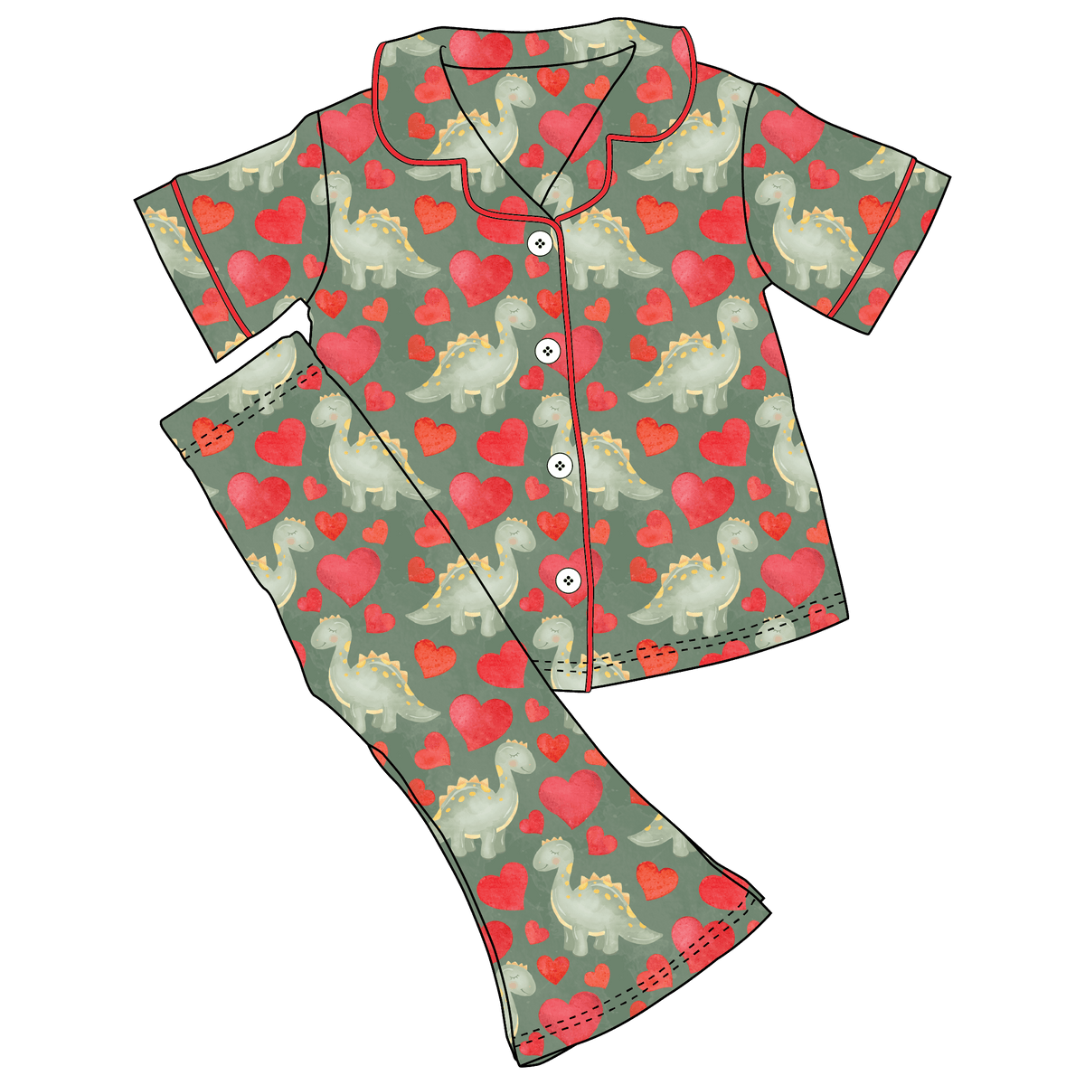 Valentine Dinos Bamboo Girls Luxe Lounge Set (Pre-Order)