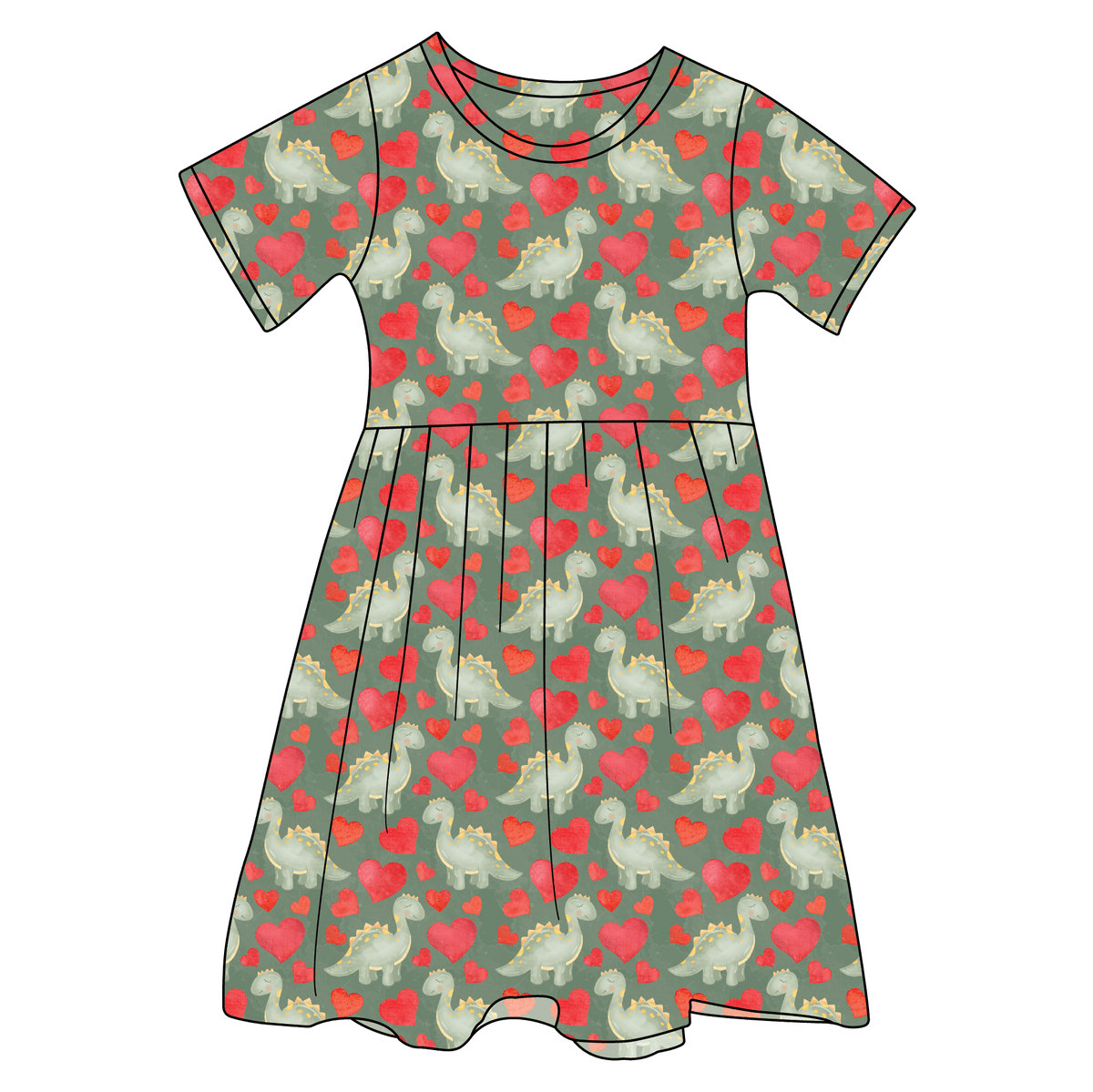 Valentine Dinos Bamboo Ruffle Spin Dress (Pre-Order)