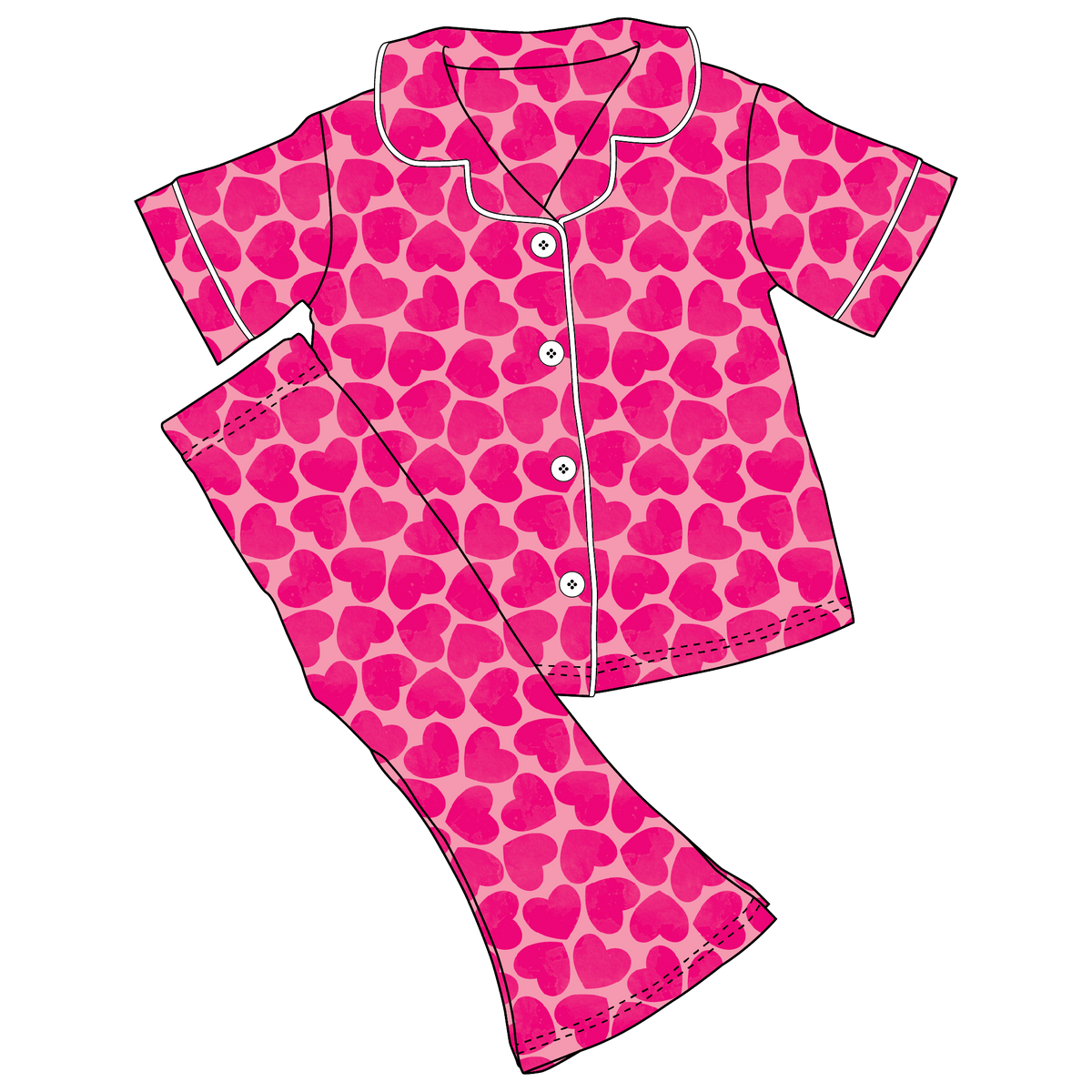Valentine Hearts Bamboo Girls Luxe Lounge Set (Pre-Order)